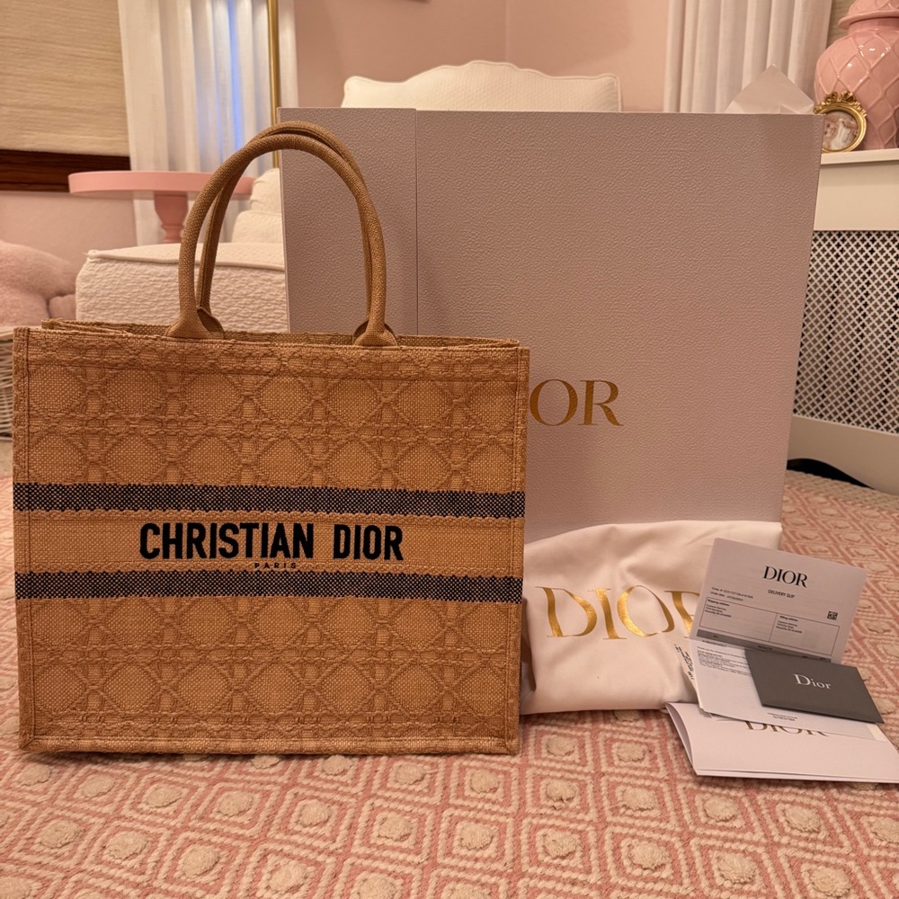Dior Large Raffia Book Tote